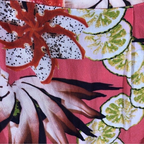 & Other Stories Tropical Fruit Lemon Floral Wrap Dress Coral Pink Sleeveless 10 - Picture 8 of 10